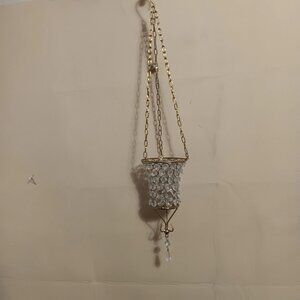 Embellished Crystal Glass Hanging Votive Holder